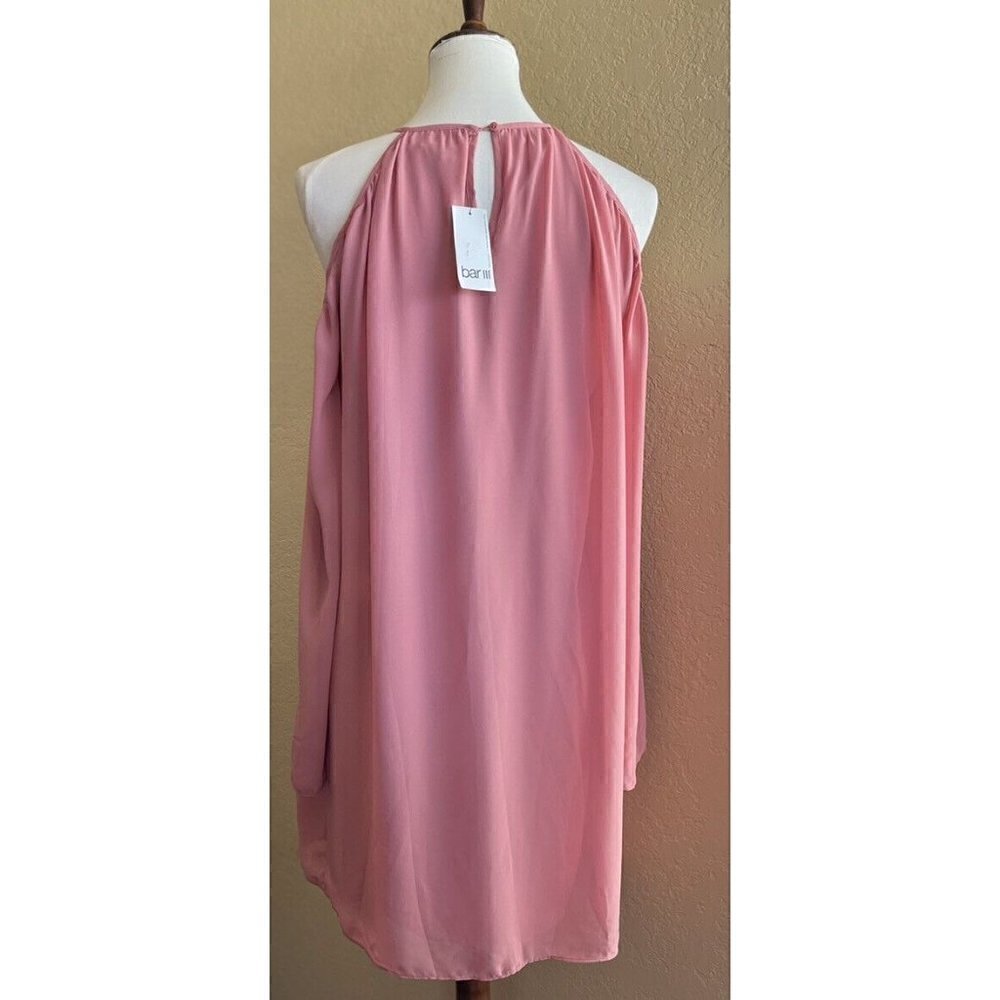 Bar III Cold Shoulder Chiffon Dress Bronzed Rose Size M NWT - Picture 2 of 11